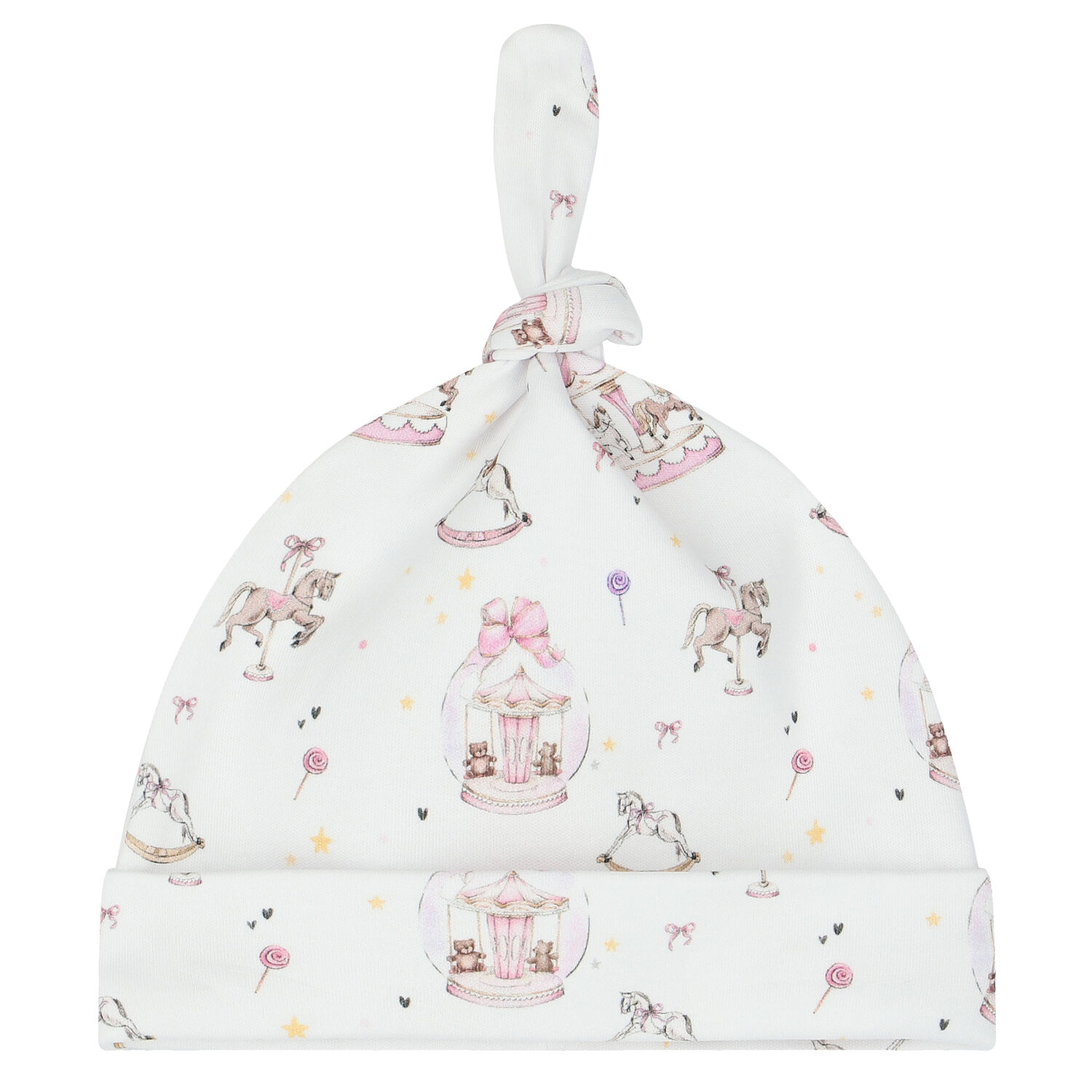 Baby Girls White & Pink Carousel Babygrow Set, 1, hi-res